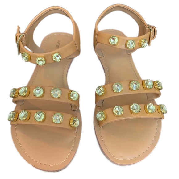 APT. 9 Sandals Flats Jeweled Buckle Summer Bohemian Cognac Tan Size 8 - Picture 2 of 5